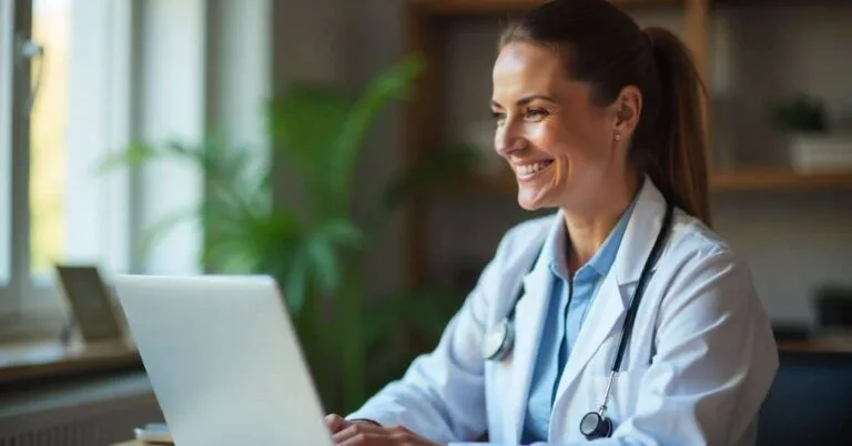 A doctor explains telemedicine malpractice insurance during a virtual consultation.